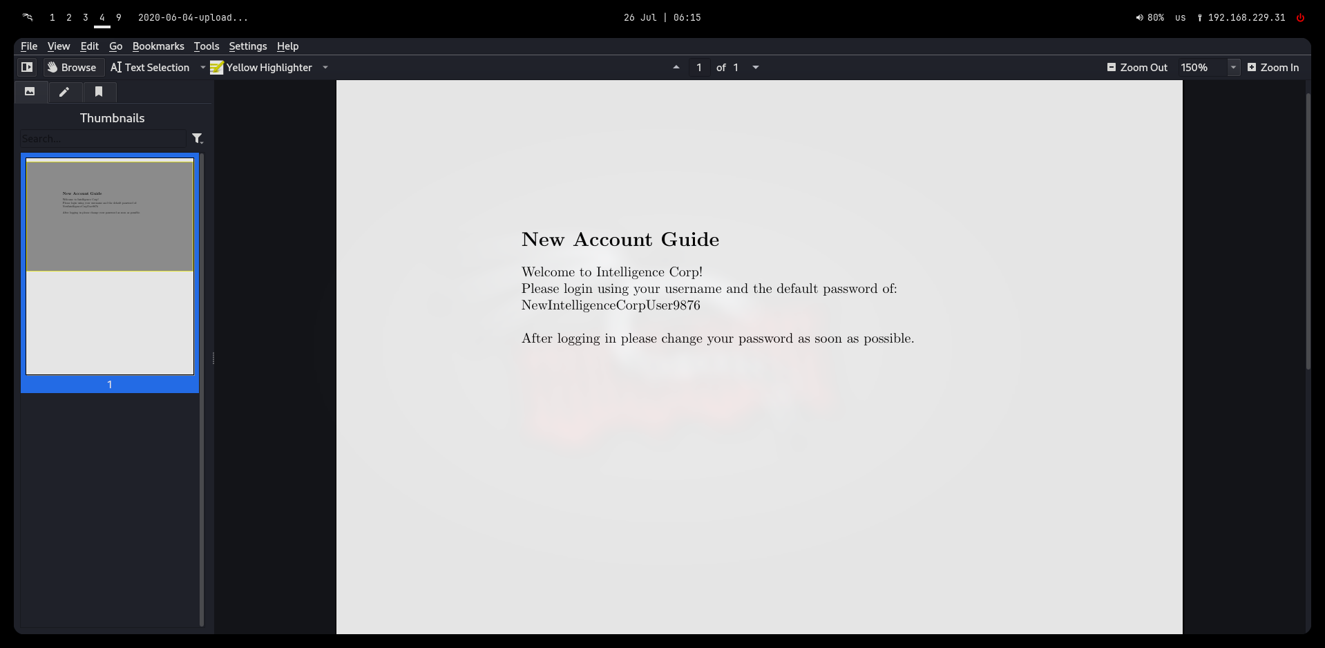 "Default Credentials"
