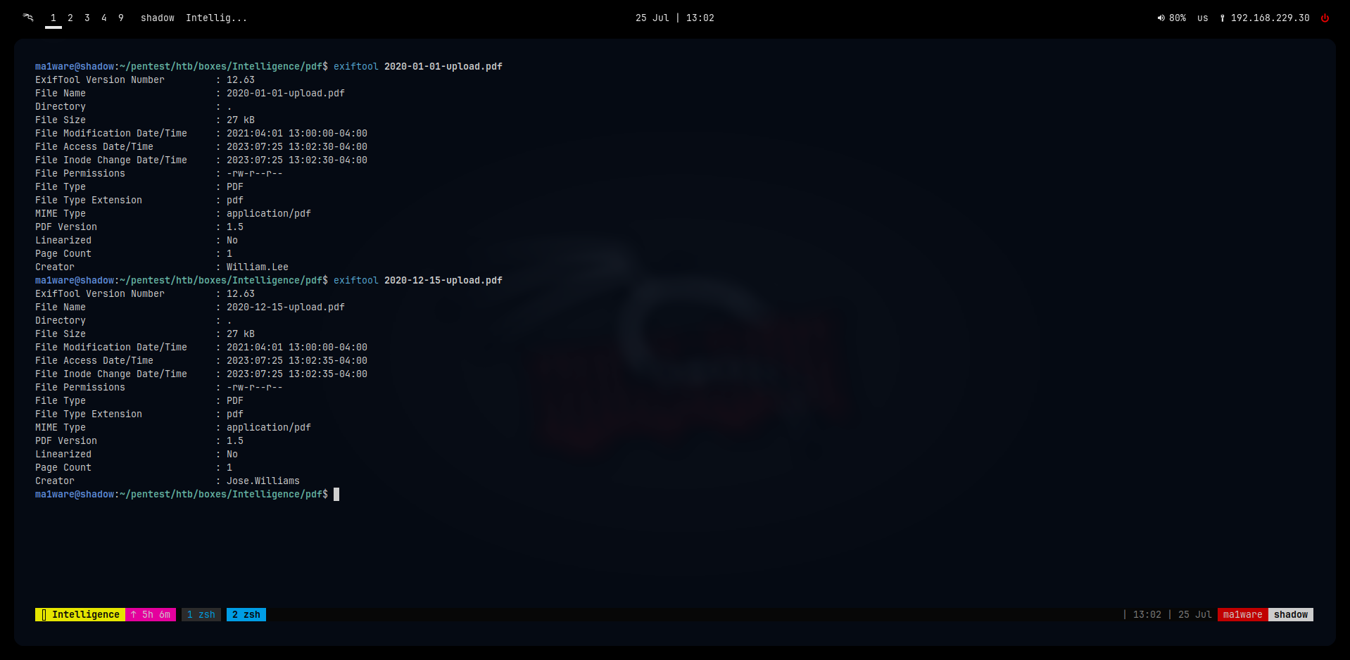 "Exiftool output"